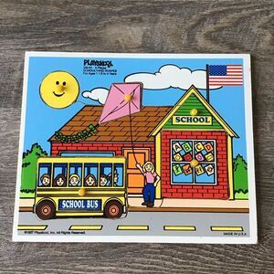 Playskool Wooden School Yard Shapes Vintage Puzzle